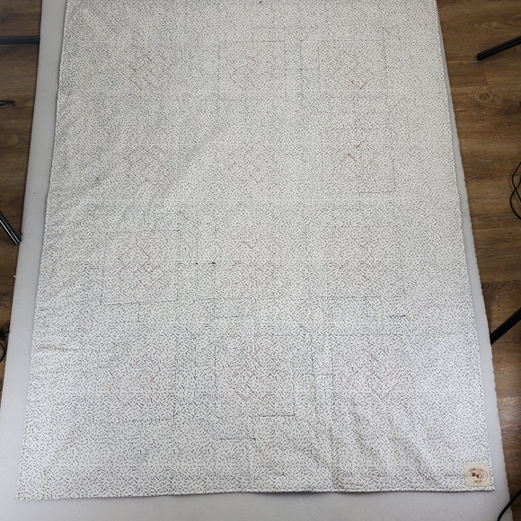 Handmade Geometric Patchwork Quilt Lap Blanket Orange Red Black White Size 45" - Picture 8 of 9